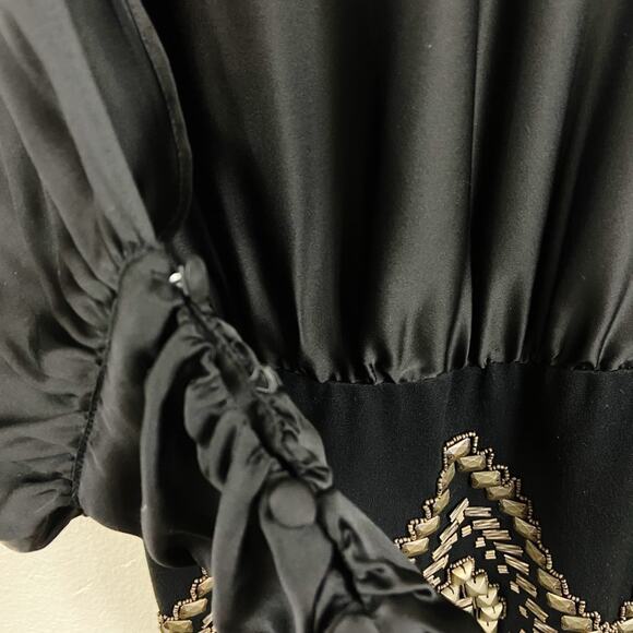 Hale Bob | Black Silk Dress With Beaded Front - Picture 5 of 8